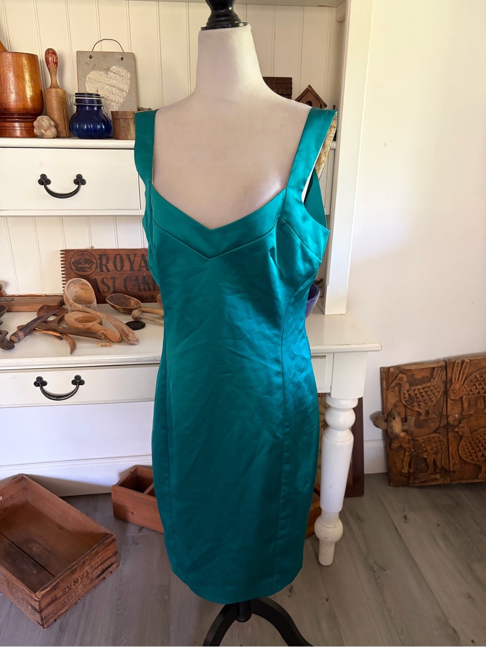 Teal Satin Cocktail Dress